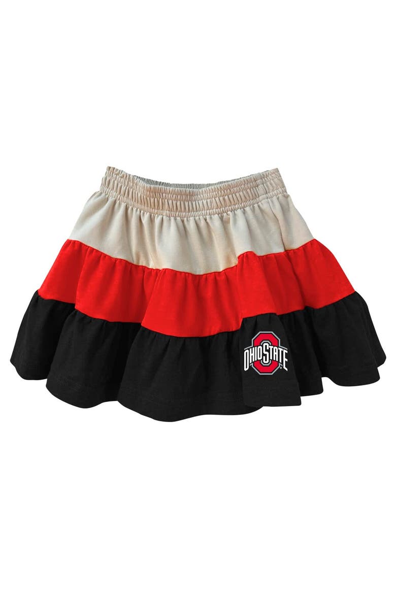 Girls Toddler Wes & Willy Tan Ohio State Buckeyes Tri-Blend Sleeveless Full-Zip Hoodie & Tiered Skirt Set, Alternate, color, Tan