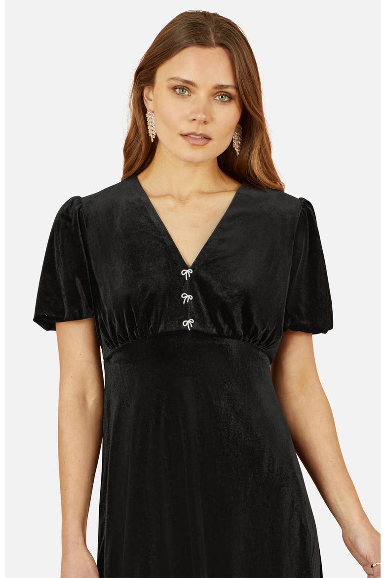 Velvet Diamante Detail Skater Dress, Alternate, color, Black