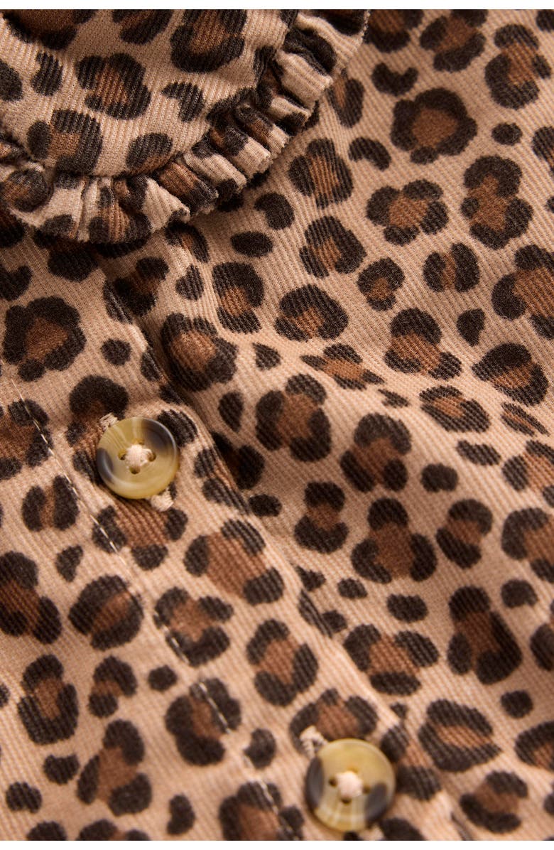 Mini Boden Kids' Leopard Print Long Sleeve Corduroy Dress, Alternate, color, Leopard