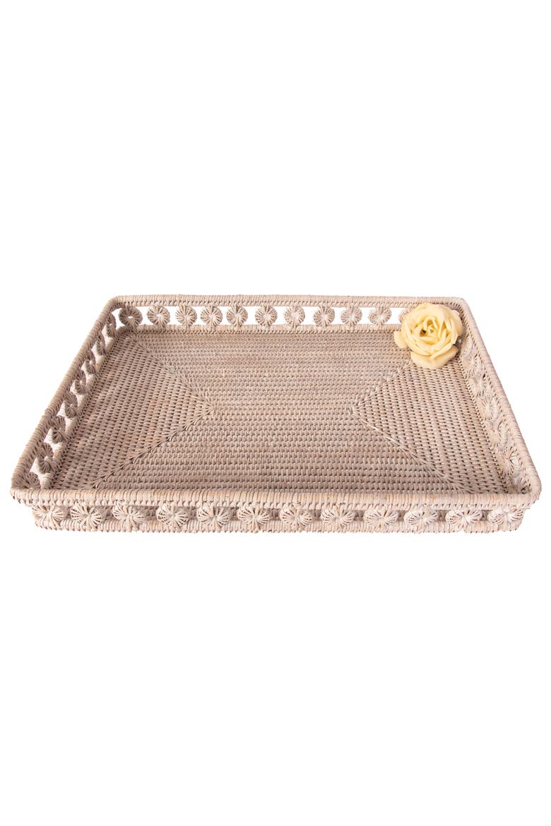 Inna Rattan Rectangular Tray, Alternate, color, White Wash