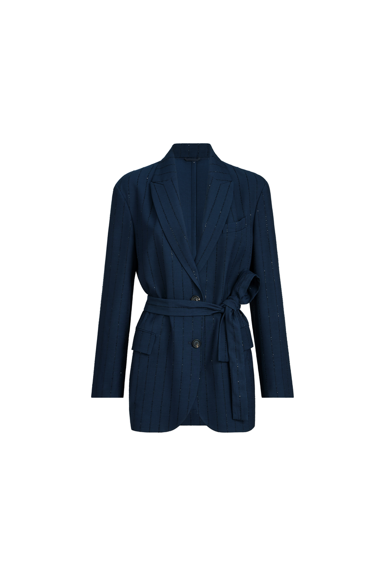 Dazzling chalk stripe blazer, Alternate, color, Blue