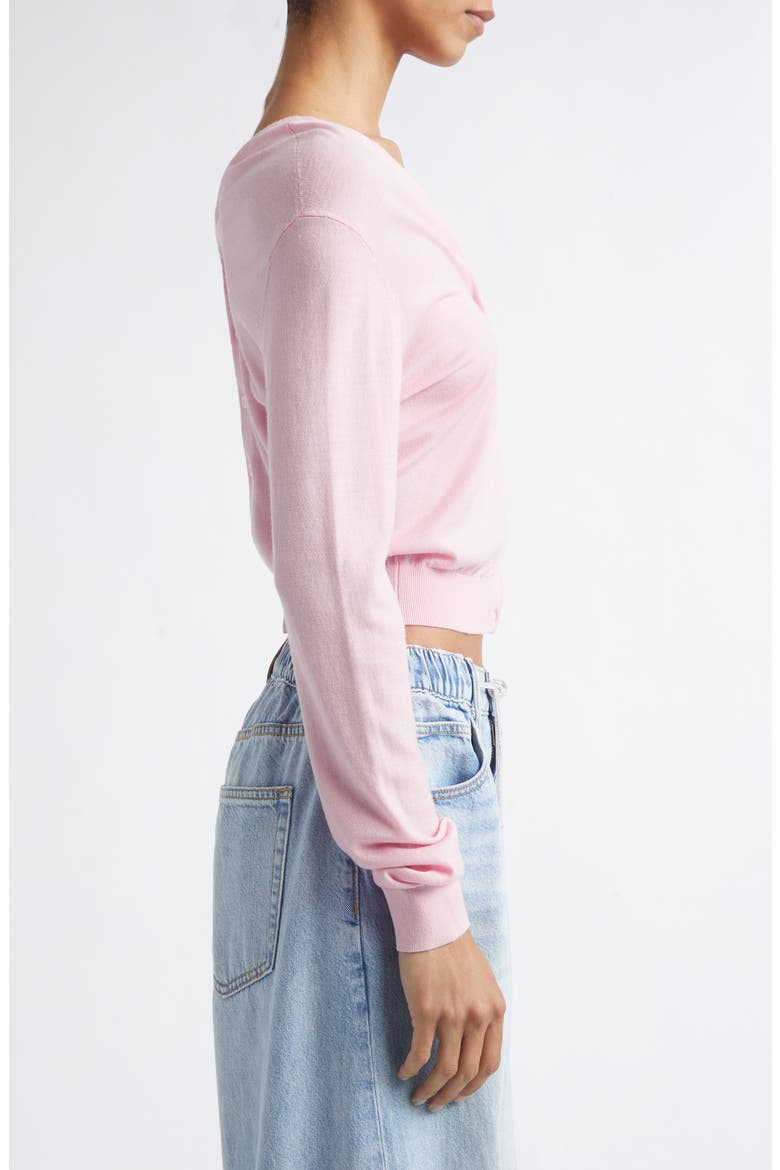 Crop Continuous Placket Wool Cardigan, Alternate, color, BALLET PINK