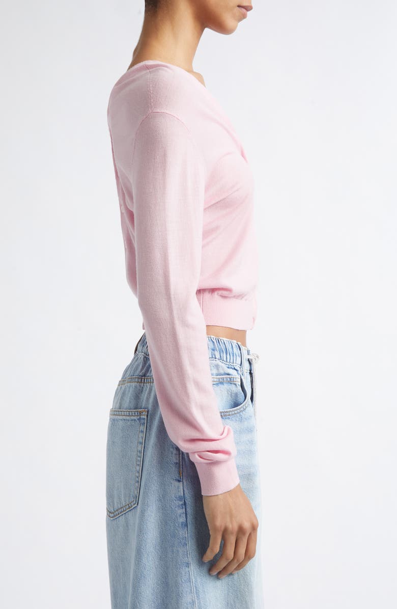 Alexander Wang Crop Continuous Placket Wool Cardigan, Alternate, color, Ballet Pink