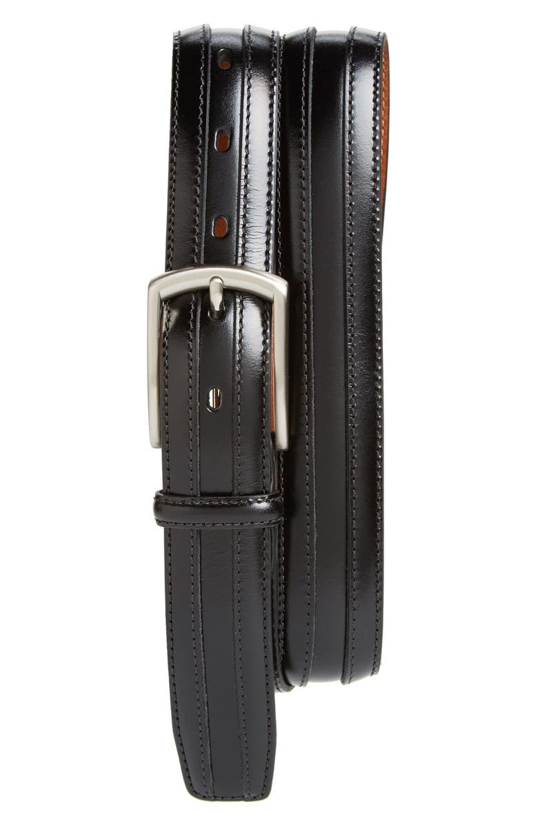 Johnston & Murphy Calfskin Belt, Main, color, Black