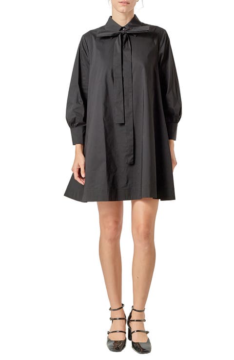 Bow Long Sleeve Shirtdress