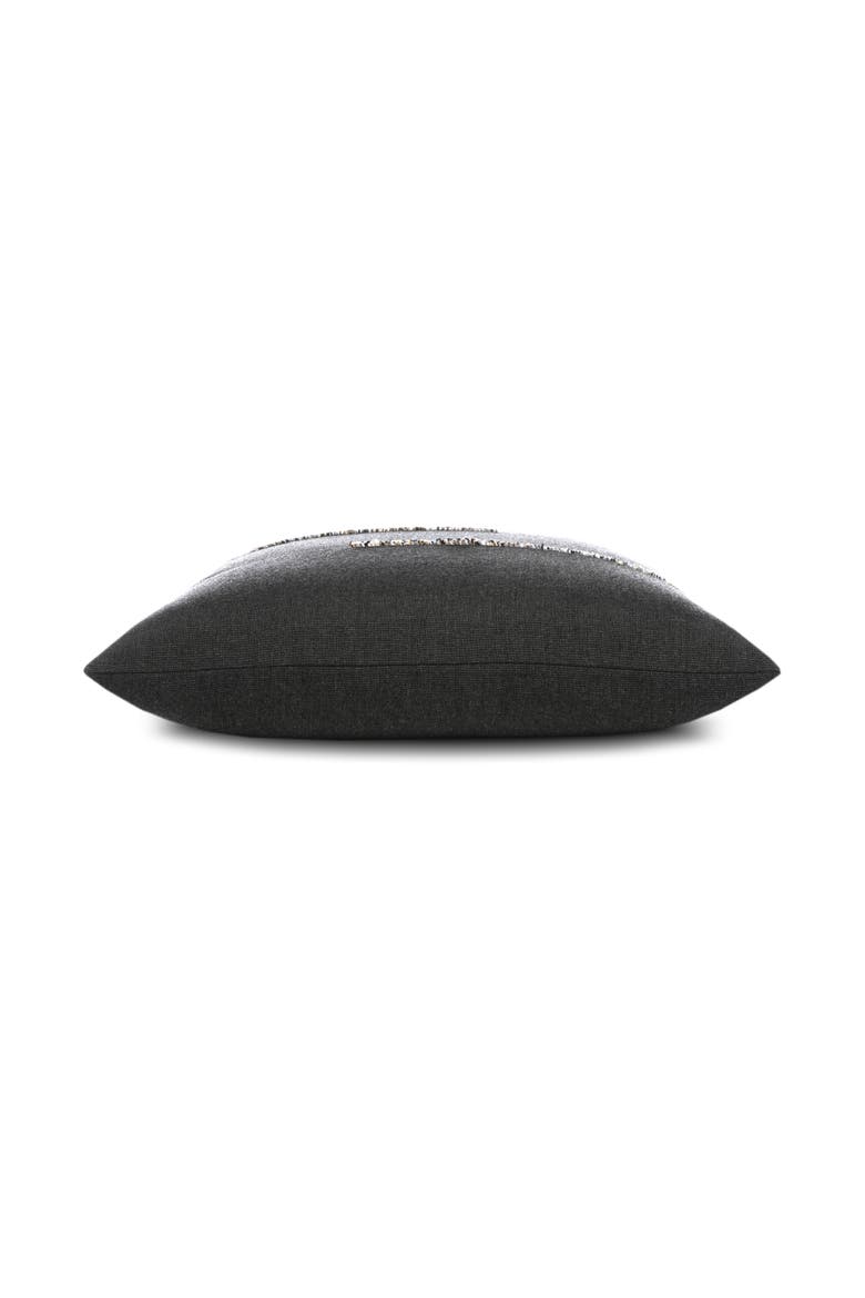 Micro Fringe Square Indoor & Outdoor Square Woven Accent Pillow with chenille accents, Alternate, color, Carbon