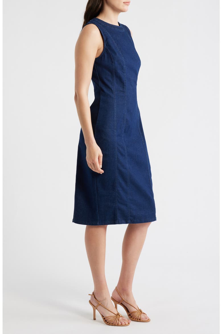Sleeveless Stretch Denim Sheath Dress, Alternate, color, DARK WASH