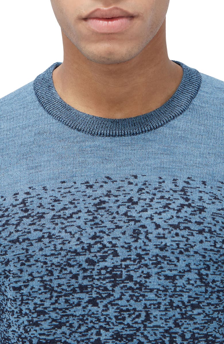 Bugatchi Pattern Crewneck Merino Wool Sweater, Alternate, color, Air Blue