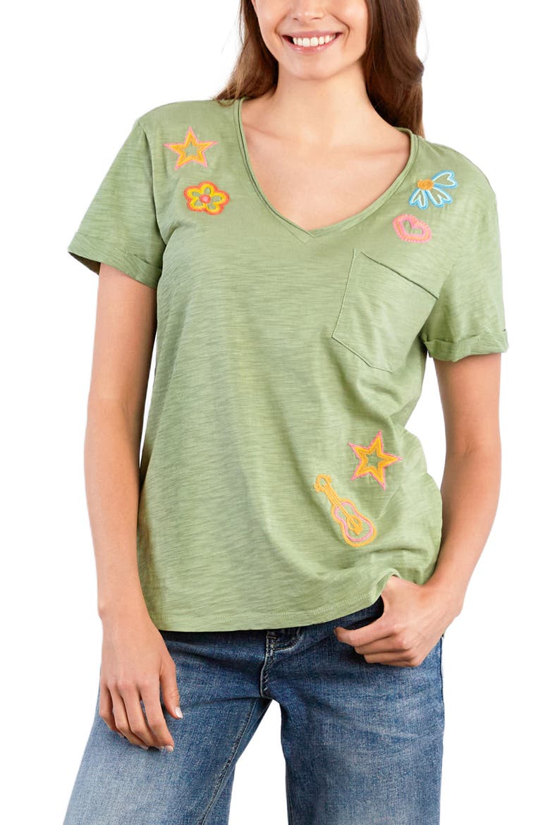 Paradise V-Neck Cotton T-Shirt, Alternate, color, SAGE