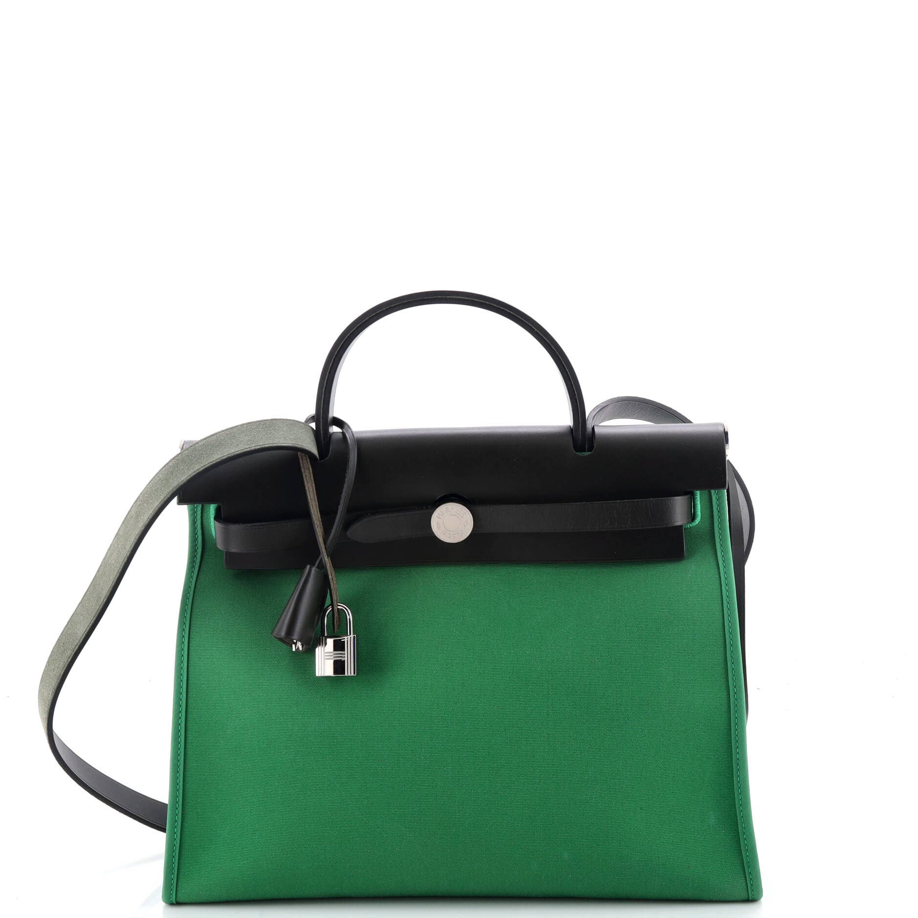 Herbag Zip Leather and Toile 31, Main, color, Green