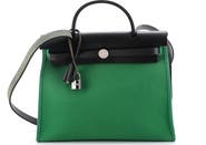 Pre-Owned Hermes Herbag Zip Leather and Toile 31