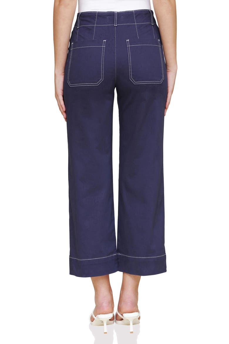 High Waist Wide Leg Crop Pants, Alternate, color, NAVY