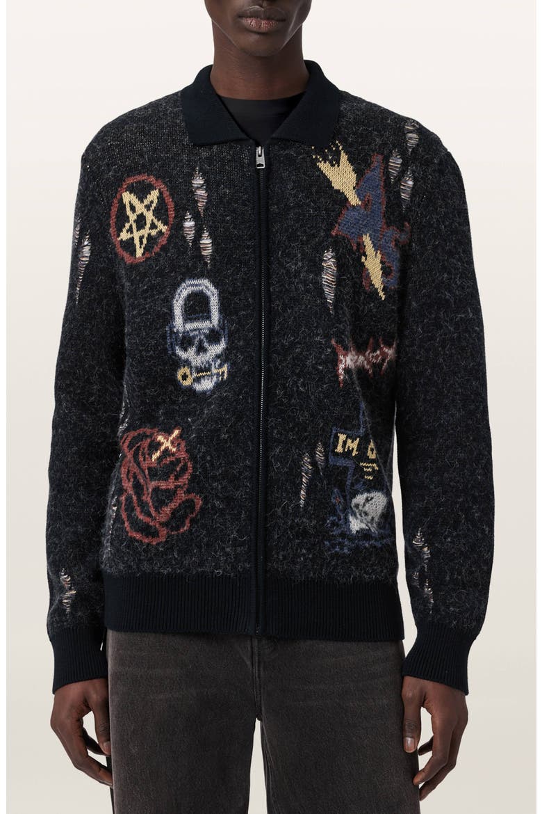 Meller Zip-Up Cardigan, Main, color, BLACK