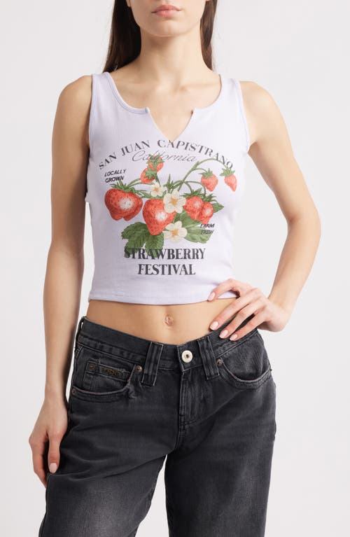 Shop Vinyl Icons Strawberry Split Neck Graphic Tank In Lavender Dream