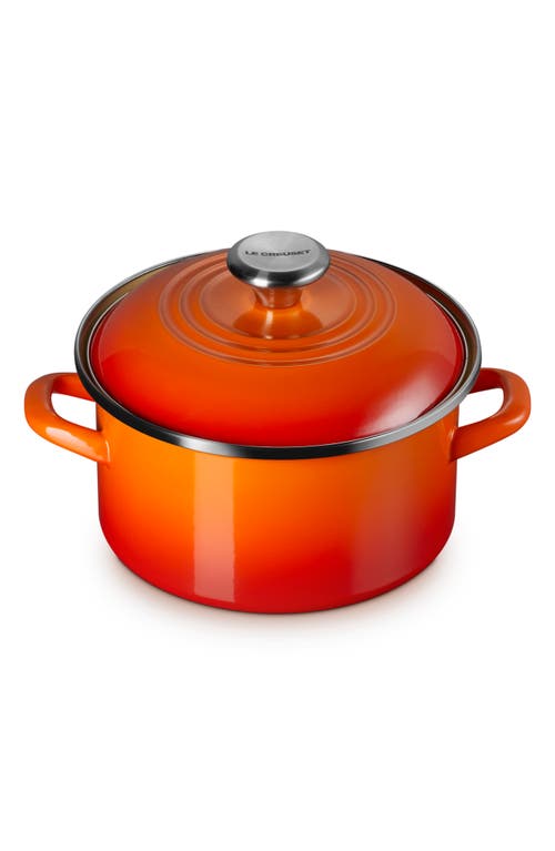 Le Creuset Enameled Stainless Steel Petite Stock Pot In Flame