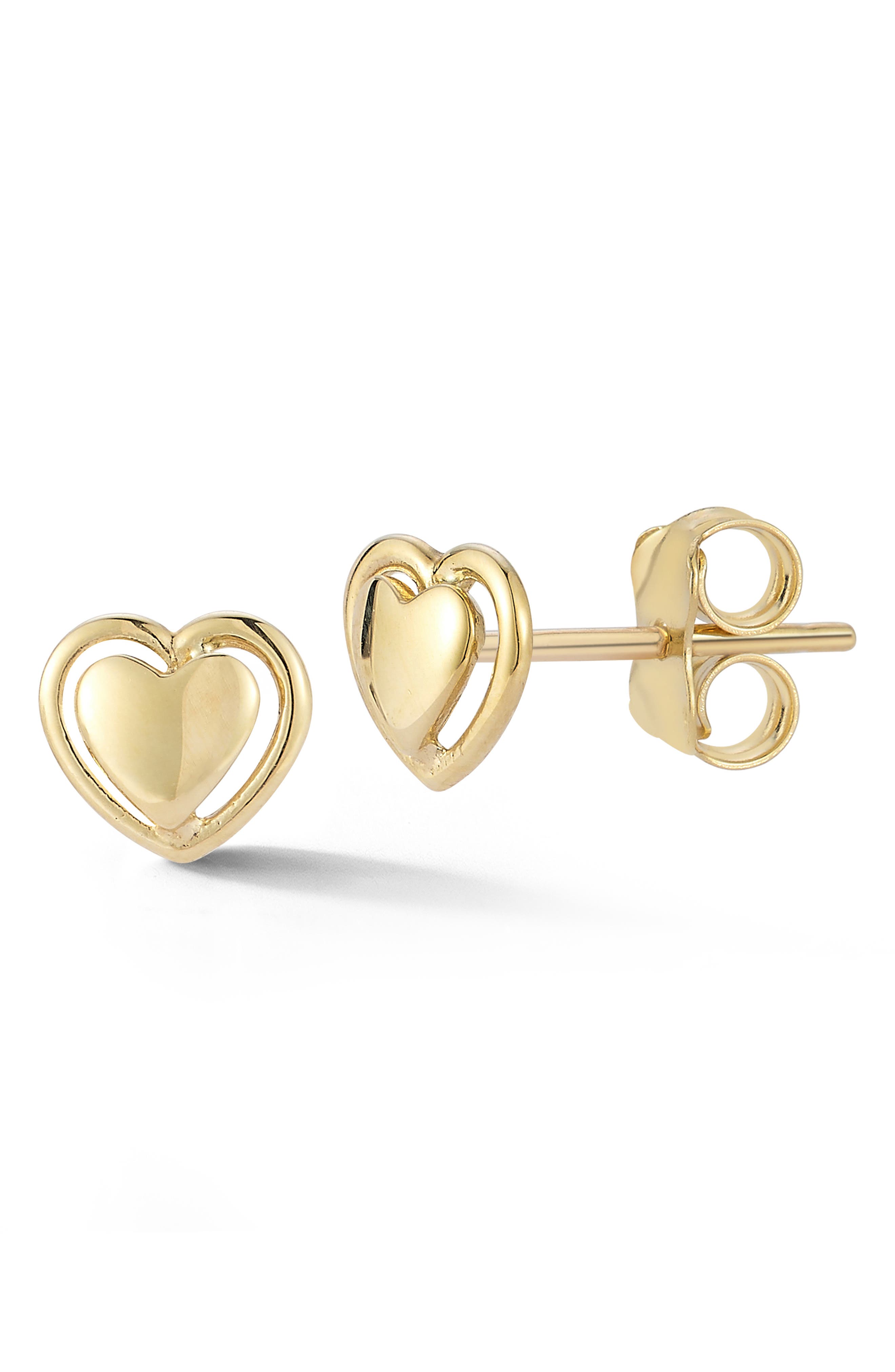 Ember Fine Jewelry 14K Gold Heart Stud Earrings