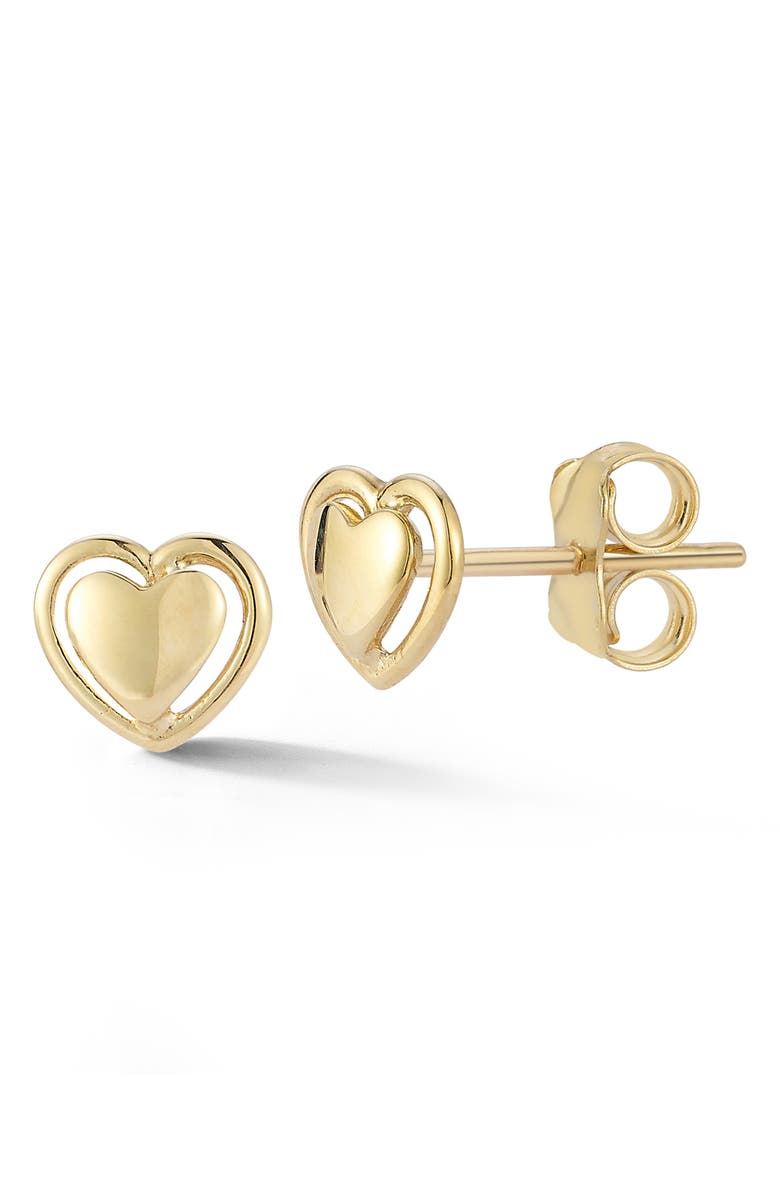 Ember Fine Jewelry 14K Gold Heart Stud Earrings, Main, color, 