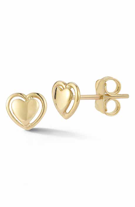 Ember Fine Jewelry 14K Gold Heart Stud Earrings