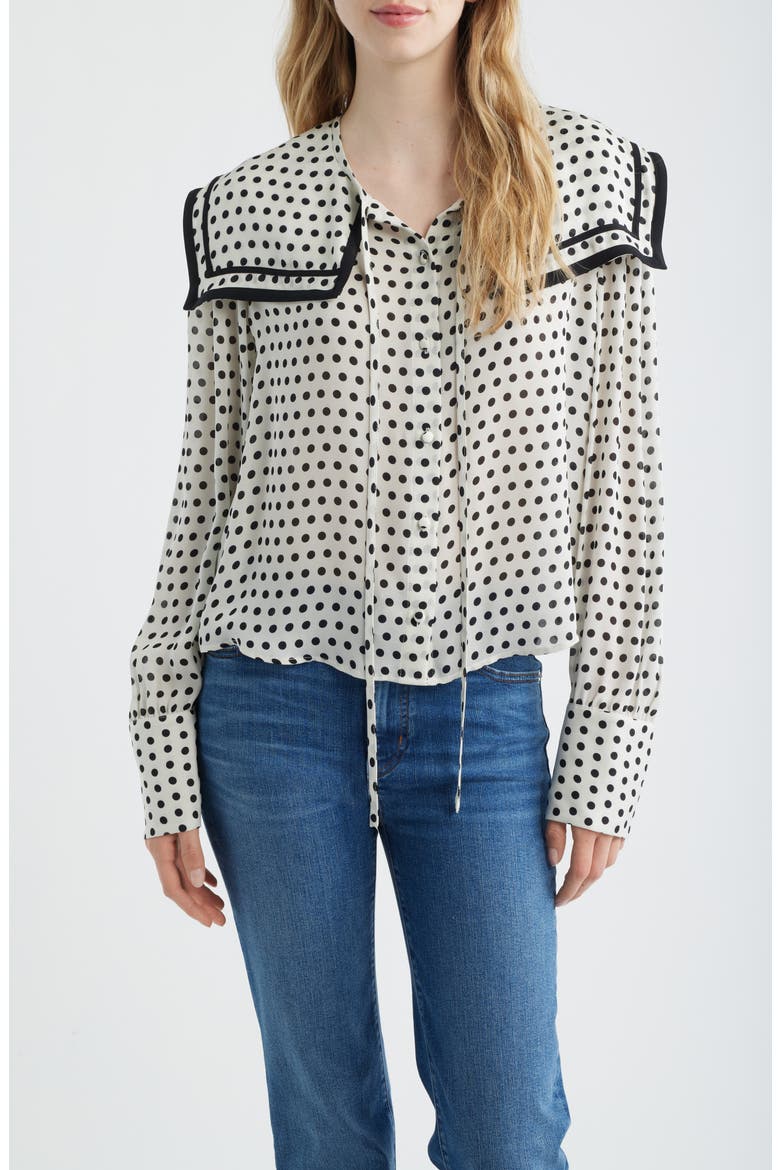 The Polka Dot Fleet Silk Top, Main, color, CREAM MULTI
