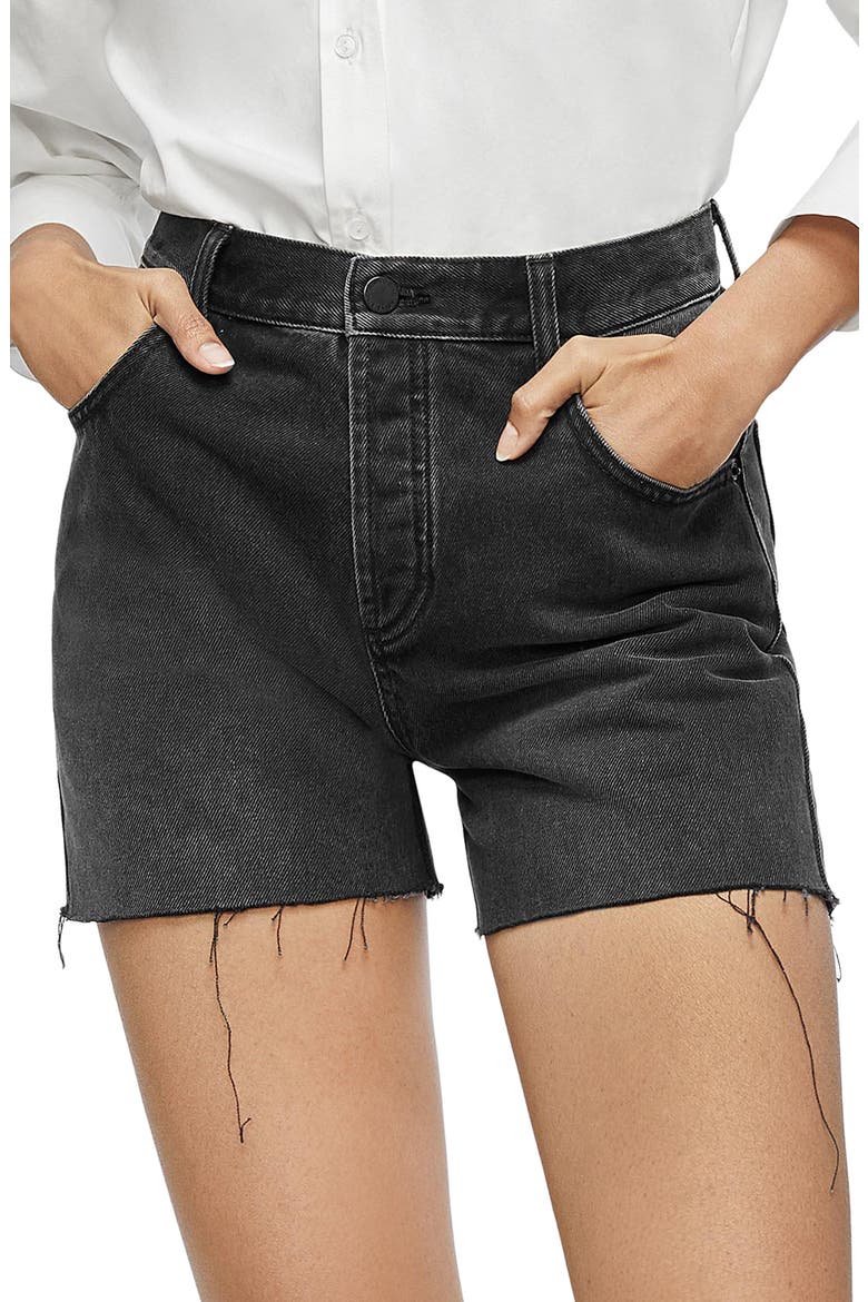 Bonnie Raw Hem Cutoff Denim Shorts, Main, color, CHARCOAL