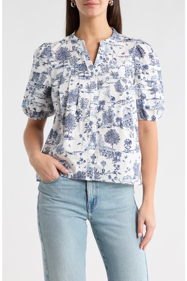 Renzo Toile Woven Shirt, Main, color, WHITE/ BLUE MULTI