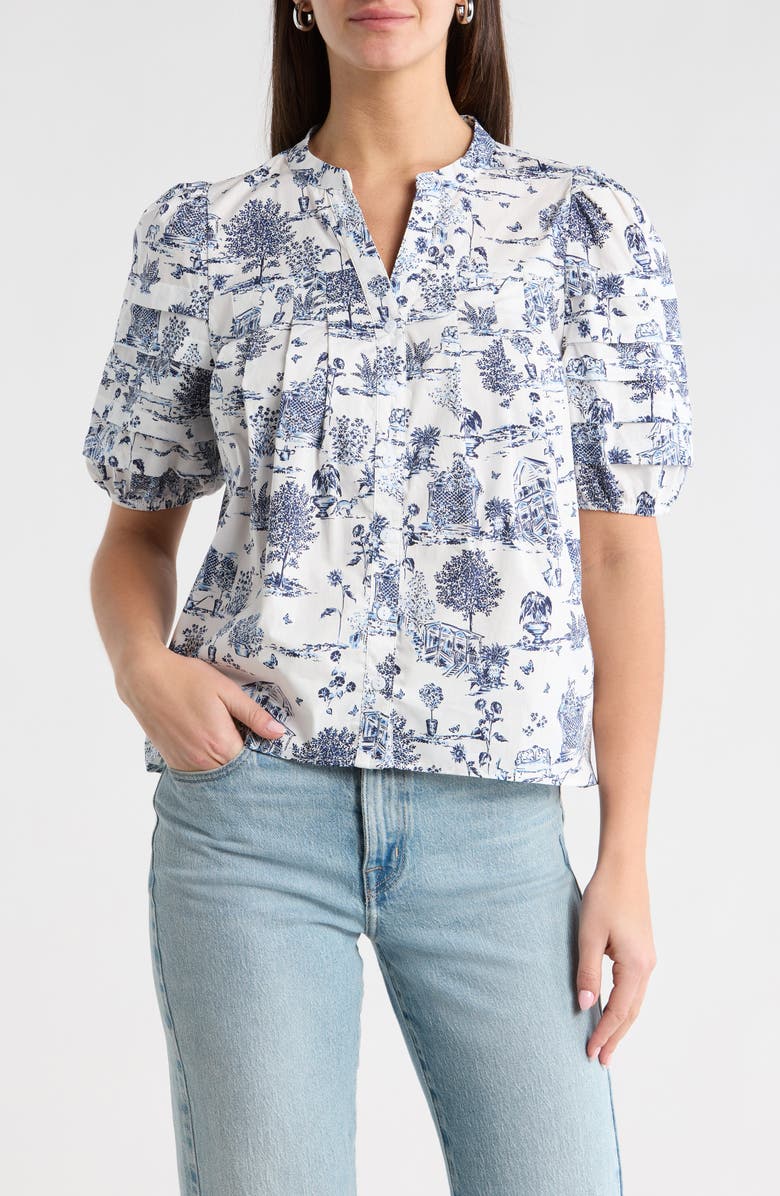 SUGARLIPS Renzo Toile Woven Shirt, Main, color, White Blue-Multi