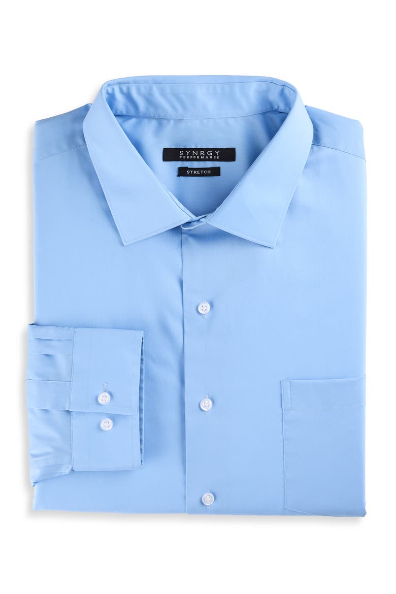 Performance Solid Dress Shirt, Main, color, BLUE