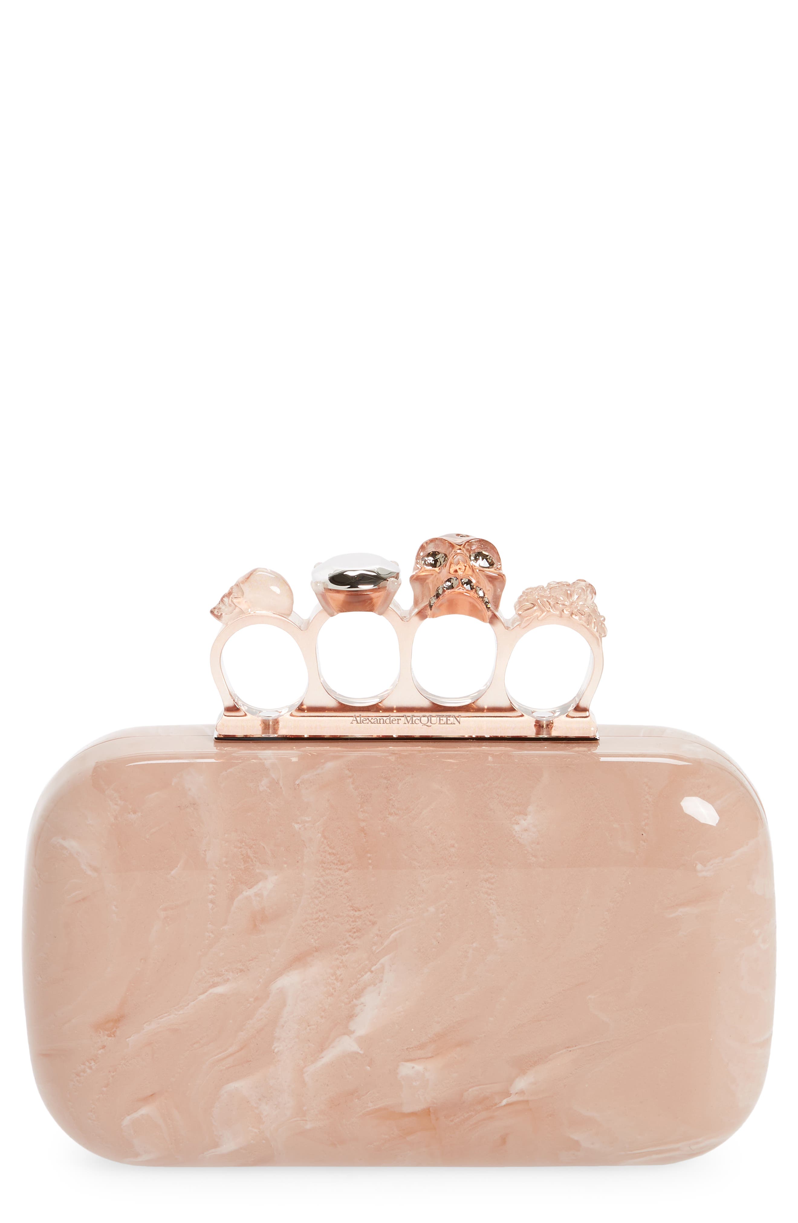 McQueen Alexander McQueen Skull Knuckle Box Clutch, Main, color, 