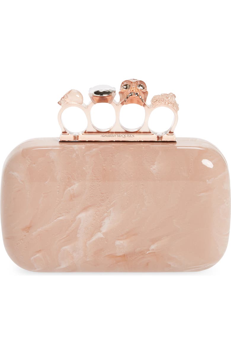 McQueen Alexander McQueen Skull Knuckle Box Clutch, Main, color,