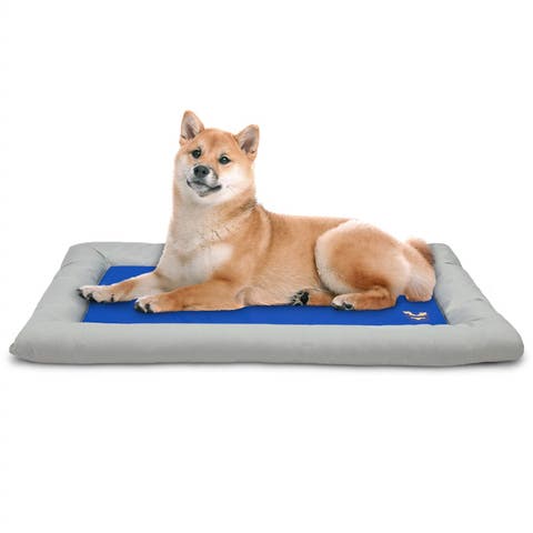 Self Dog Cooling Mat, Solid Gel Based Pet Cooling Mat with Foam Based Bolster Bed