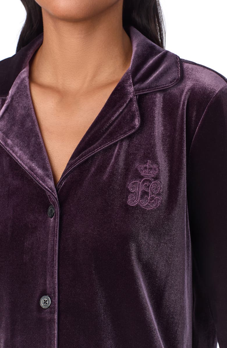 Lauren Ralph Lauren Long Sleeve Pajamas, Alternate, color, Aubergine