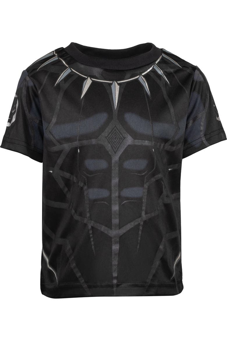 T-Shirt & Mesh Shorts Set, Alternate, color, Heather Grey Black