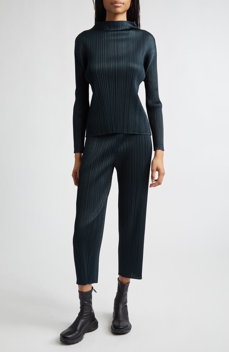 Pleats Please Issey Miyake Monthly Colors November Pleated Funnel Neck Top, Alternate, color, Charcoal
