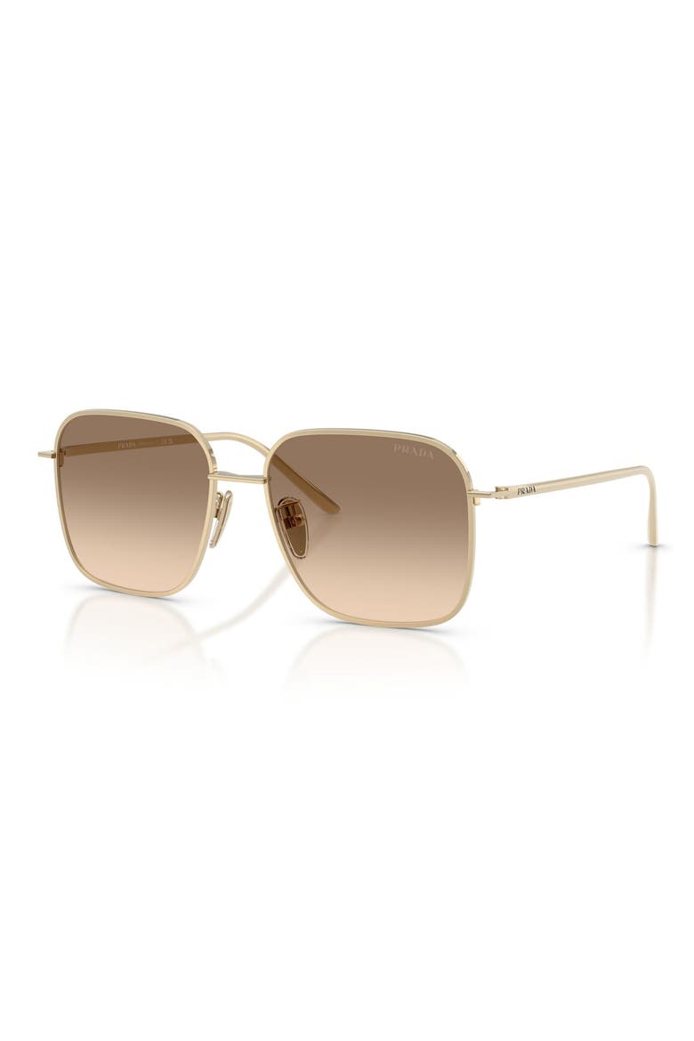 57mm Square Sunglasses, Alternate, color, PALE GOLD / BROWN GREY