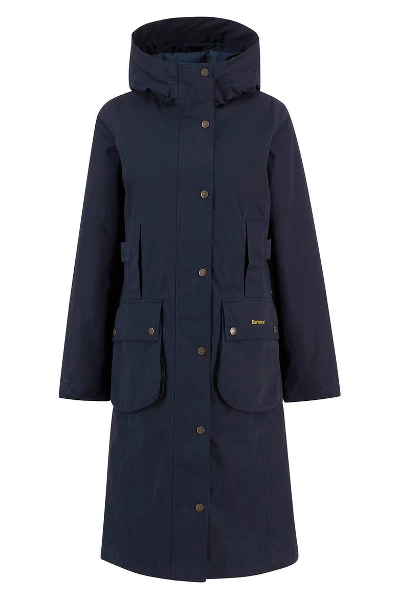 Bamburgh Hooded Waterproof Jacket, Alternate, color, DEEP NAVY/ BLACK WATCH