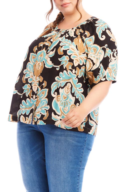 Karen Kane Plus Floral Peasant Blouse In Print