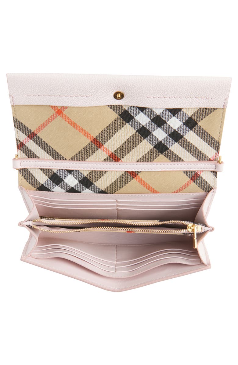 Burberry Cotswolds Leather Wallet on a Chain, Alternate, color, Cameo Pink