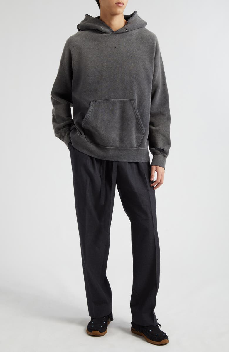 VISVIM Jumbo Distressed Oversize Cotton Fleece Hoodie, Alternate, color, 