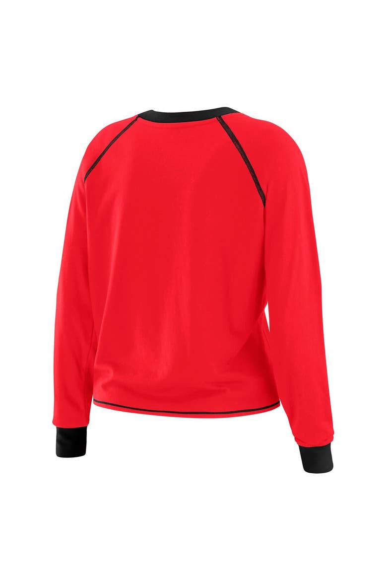 Women's WEAR by Erin Andrews Scarlet/Black San Francisco 49ers Tie-Front Long Sleeve Top, Alternate, color, Scarlet