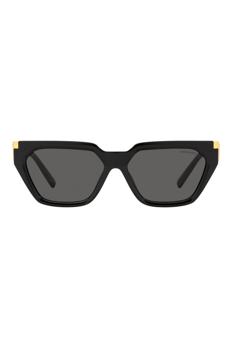 56mm Irregular Sunglasses, Main, color, BLACK