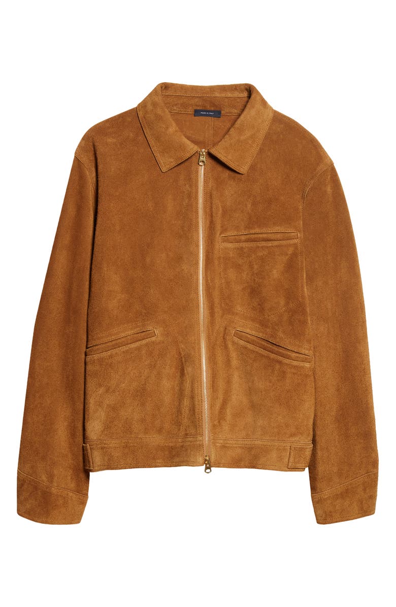 Drake's Raw Suede Zip Jacket, Main, color, Snuff