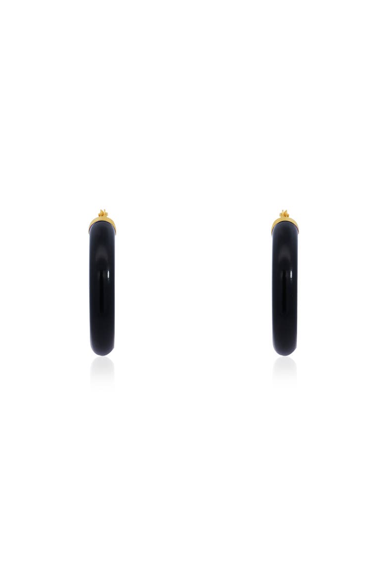 Onyx Hoop Earrings, Alternate, color, Onyx