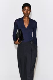 COS Draped Jersey V-neck Top