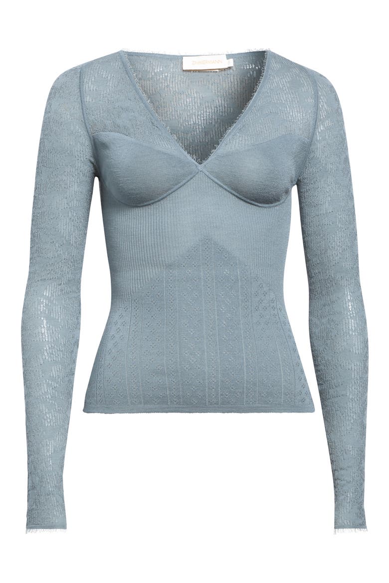 Wool Blend Pointelle Lace Sweater, Main, color, AIRFORCE