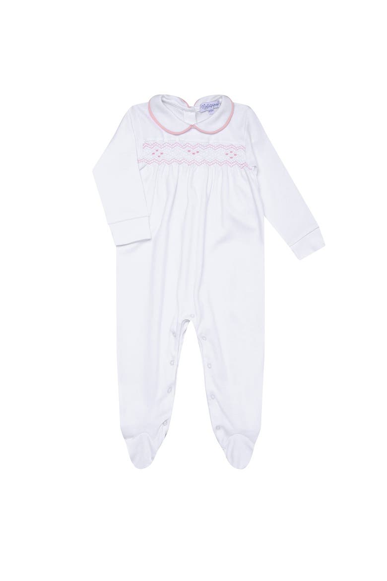 Nella Smocked Baby Girl Footie - Baby, Alternate, color, White