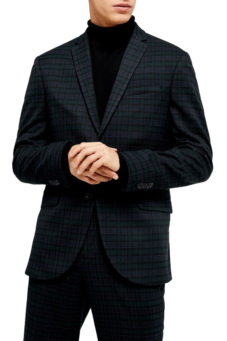 Bampton Check Slim Fit Suit Jacket, Main, color, NAVY BLUE