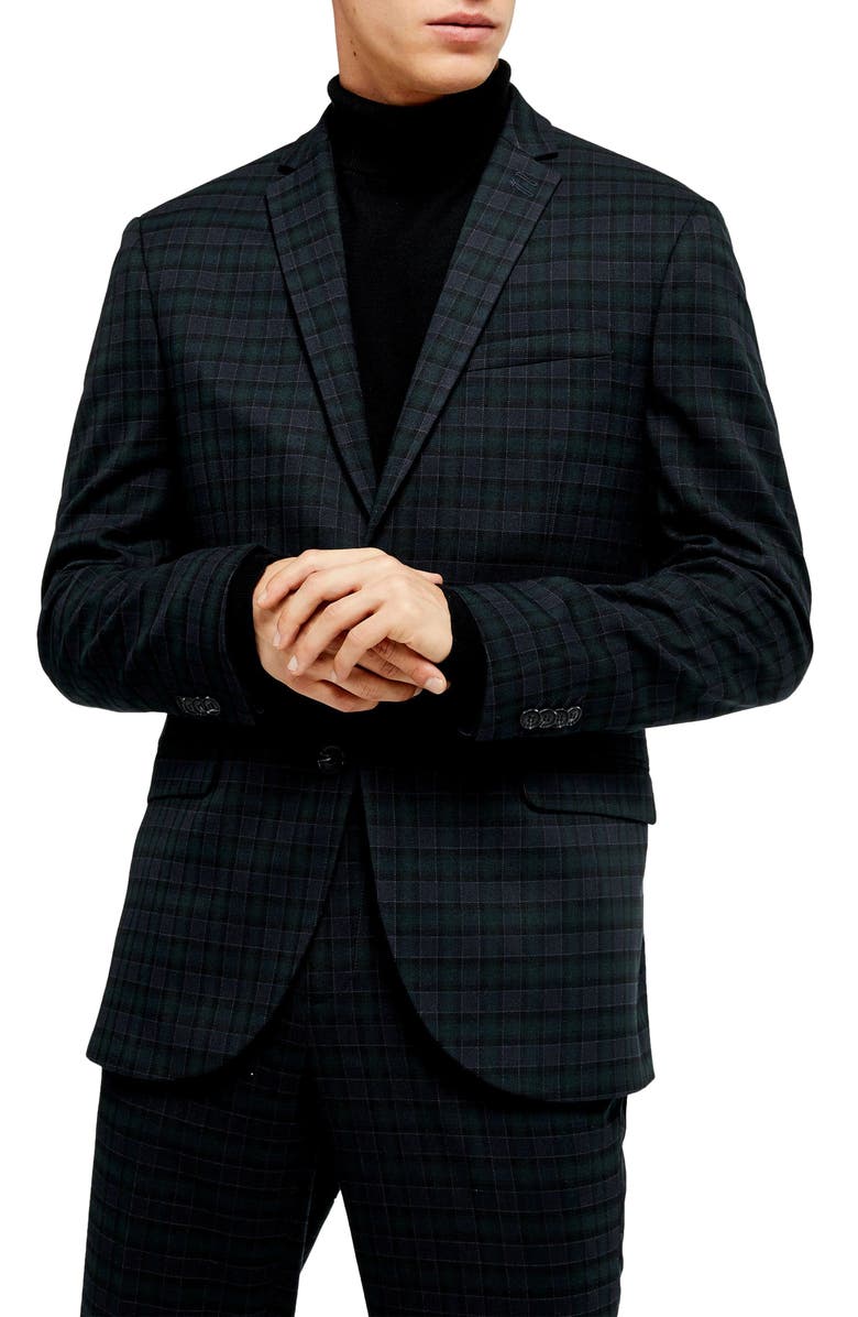 Topman Bampton Check Slim Fit Suit Jacket, Main, color,