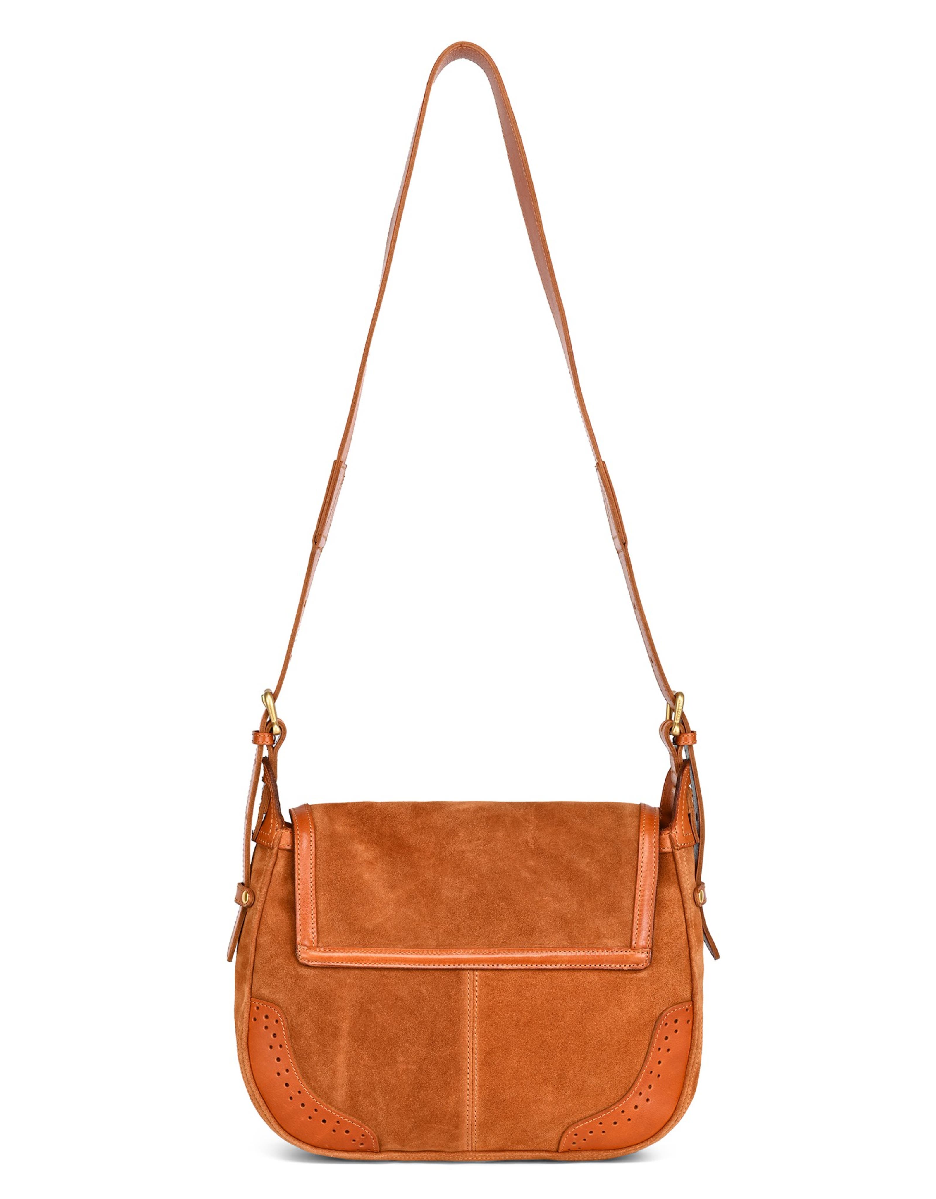 Camellia Genuine Leather Structured Mailbag, Alternate, color, Camel