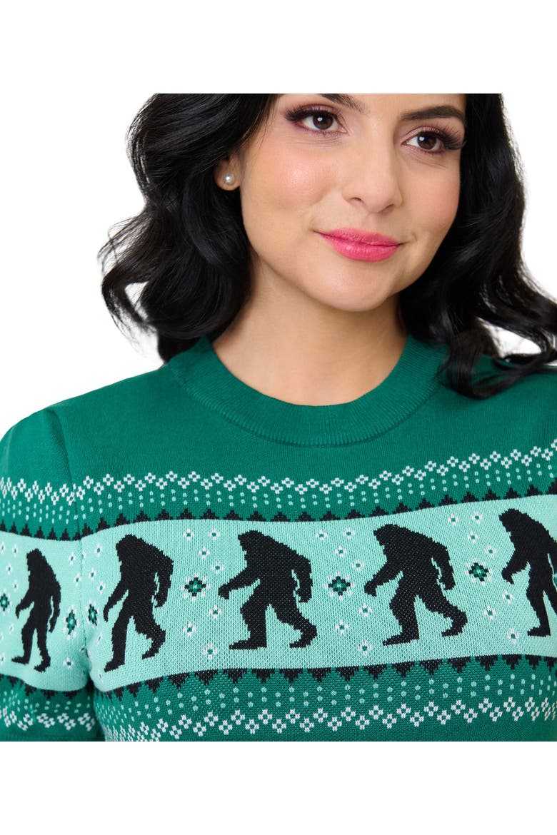 Paige Sweater, Alternate, color, Green Sasquatch Print