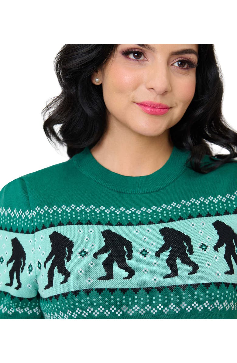 Unique Vintage Paige Sweater, Alternate, color, Green Sasquatch Print